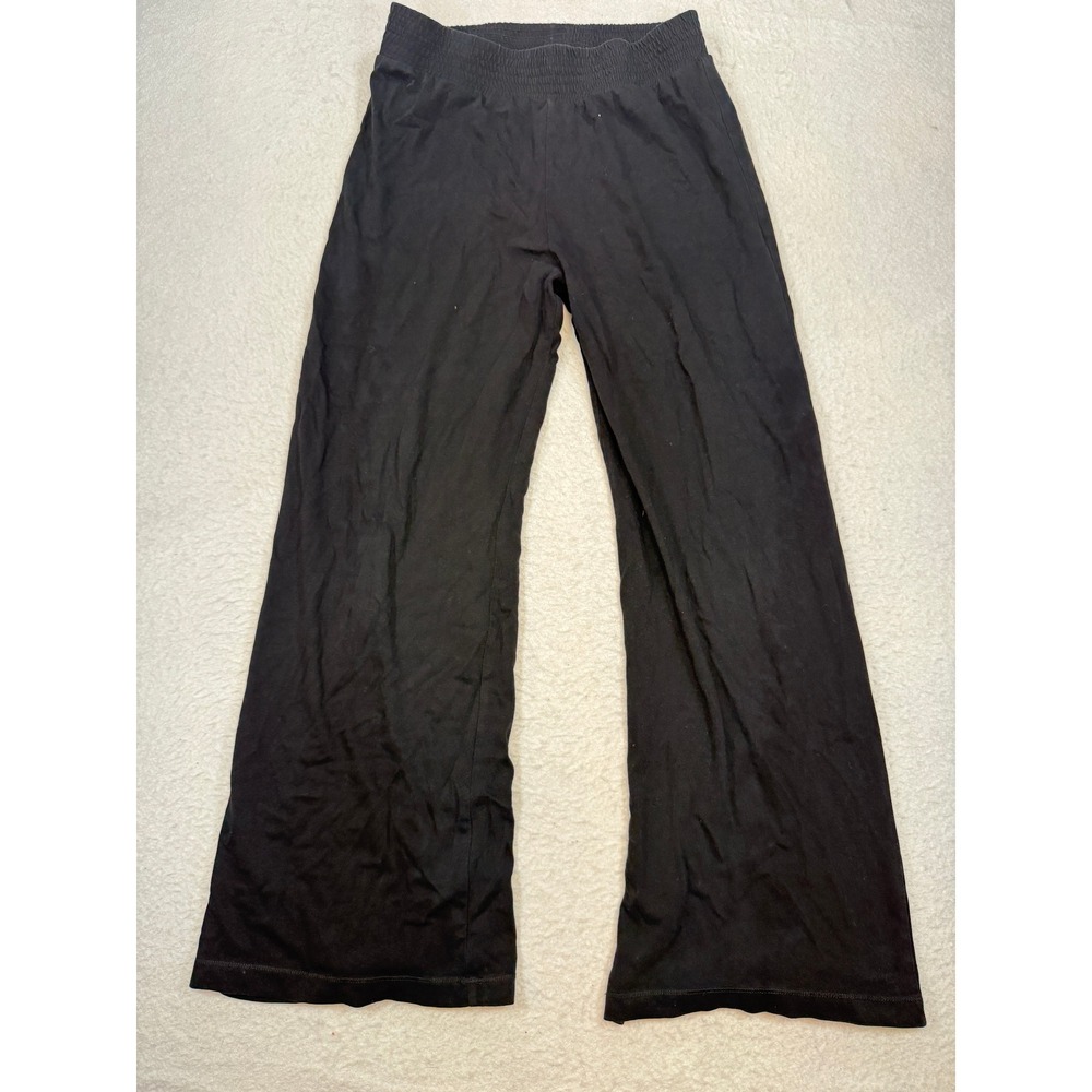 Zara Black Wide Leg Knit Lounge Pants Elastic Waist Jersey Trousers Size L